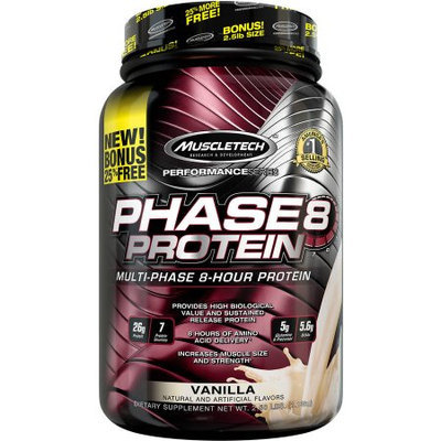 MuscleTech Performance Series Phase8 Protein Vanilla Dietary Supplement, 2.5 lbs