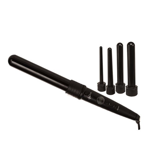 Bellezza 4-in-1 Ceramic Curling Wand Set - White and Black Bellezza 4-in-1 Curling Iron Wand Set with 4 Large  main image 3