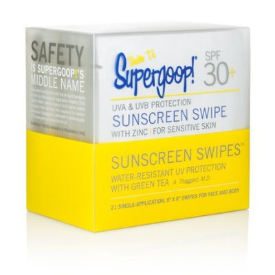 Supergoop! SPF 30 Single-Application Individually Wrapped Sunscreen Swipes, 21-Count