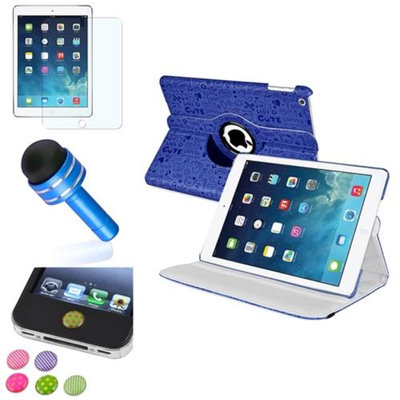 Insten INSTEN Blue Cute 360 Leather Case Cover+Matte Protector/Sticker For Apple iPad Air 5 5th Gen