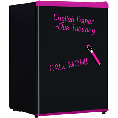 Keystone Energy Star 2.4 Cu. Ft. Compact Refrigerator with Wipe-Off Board Front, Black with Pink Trim, KSTRC24CBP