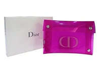 Dior Counter Gift Pink Neon Coin Makeup Purse Wallet Jelly Bag