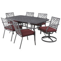 Threshold 7 Piece Red Metal Rectangular Patio Furniture Set, Harper