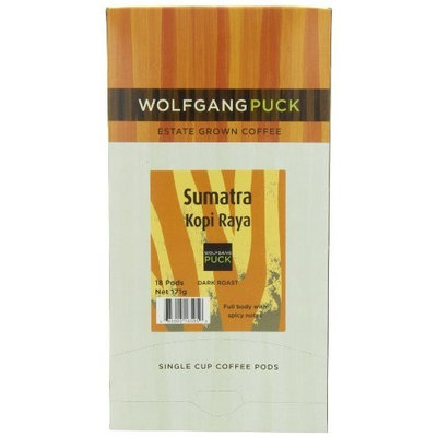 Wolfgang Puck Coffee, Sumatra Kopi Raya, Dark Roast, 18-Count Pods (Pack of 3)