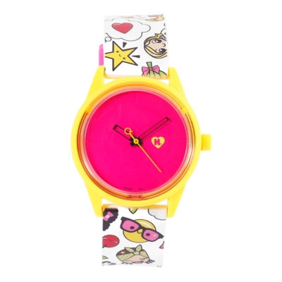 Harajuku Lovers Unisex Solar Emoji Emoji Party Strap Watch 40mm HL2317