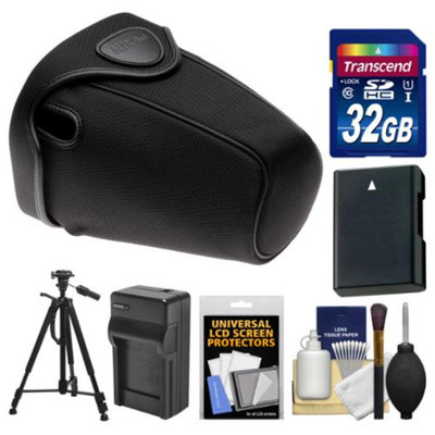Nikon CF-DC2 Semi-Soft Holster Digital SLR Camera Case for D3200, D5100, D5200, D5300 with 32GB Card + EN-EL14 Battery & Charger + Tripod Kit