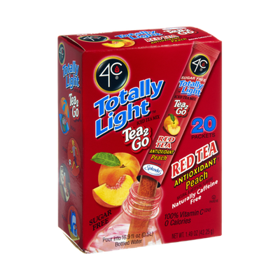 4C Totally Light Sugar Free Tea 2Go Red Tea Antioxidant Peach Drink Mix - 20 CT