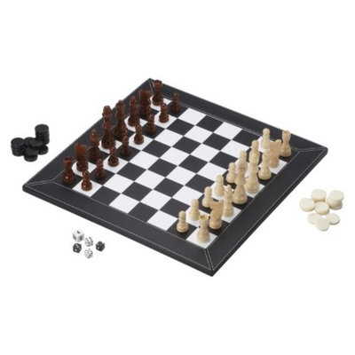 Glaxo Smith Kline Mainstreet Classics 3 in 1 Chess/ Checkers/ Backgammon Game Slate