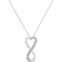 clearance jewelry Diamond Infinity Heart Pendant Necklace in Sterling Silver (1/10 ct. t.w.)