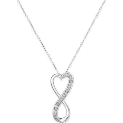 clearance jewelry Diamond Infinity Heart Pendant Necklace in Sterling Silver (1/10 ct. t.w.)