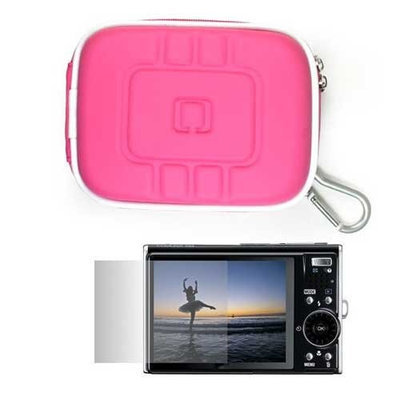 VangoddyTM Eva Camera Case for Sony Cybershot + Clear Screen Protector, Nylon Red