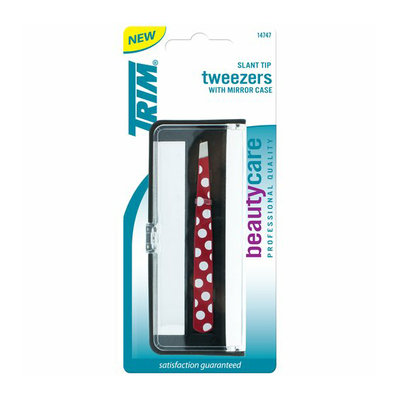 Trim Slant Tip Tweezers with Mirror Case