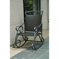 International Caravan Valencia Wicker/Iron Patio Rocker - Antique Black