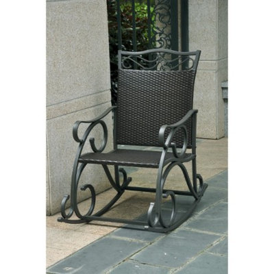 International Caravan Valencia Wicker/Iron Patio Rocker - Antique Black