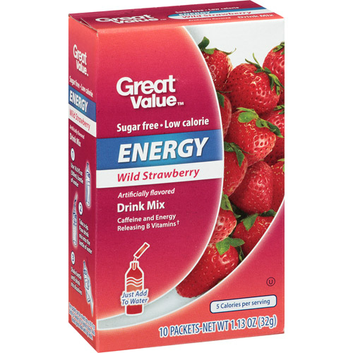 Great Value : Wild Strawberry 10 Packets Drink Mix