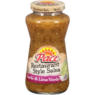 Pace Garlic & Lime Verde Restaurant Style Medium Salsa, 16 OZ (Pack of 6)