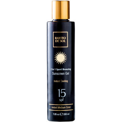 Rayito de Sol Instant Medium Color 2 in 1 Sport Bronzing Sunscreen Gel, SPF 15, 7.05 oz