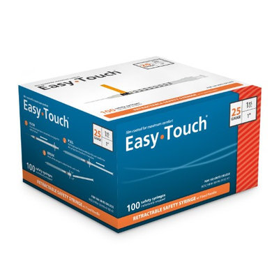 Masters Healthcare EasyTouch Retractable Safety Syringe w/ Fixed Needle 25 Gauge 1cc 1 100 ea. Model 852511