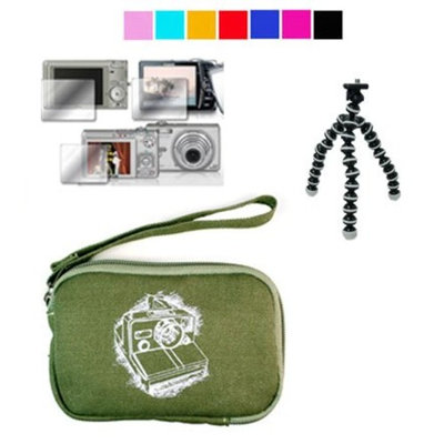 VangoddyTM Mini Glove Camera Case for Fujifilm FinePix J250W J38 JV100 JX250 + Screen Protector + Tripod for Fujifilm Slim Cameras