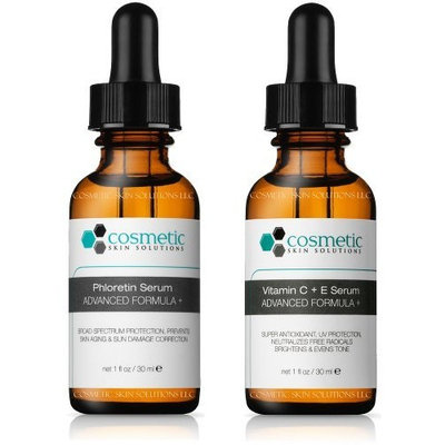 Cosmetic Skin Solutions LLC Phloretin Serum + Vitamin C+E Serum Advanced Formula +. Preventative topical Vitamin C - 2 Combo Pack - 1 fl oz / 30 ml each.