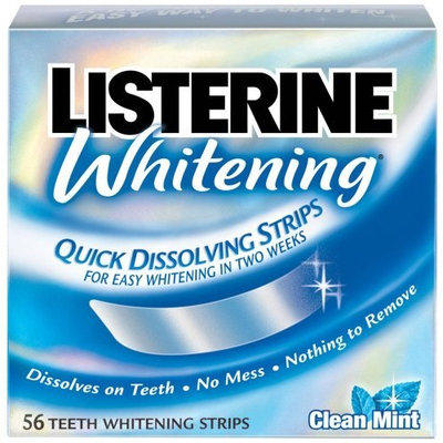 Listerine Whitening Quick Dissolving Strips, Clean Mint Flavor, 56-Count Strips