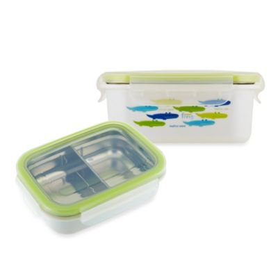 Innobaby Keepin' Fresh Double-Lined Stainless Bento LunchBox in Alligator/Green
