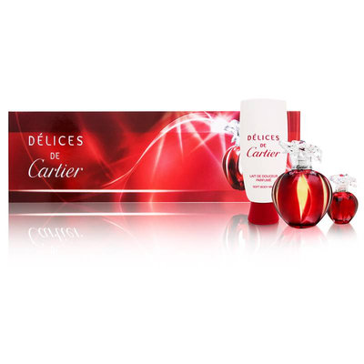 Cartier - Delices de Cartier Coffret: Eau De Toilette Spray 100ml/3.3oz + Body Milk 100ml/3.3oz + Miniature 5ml/0.16oz 2pcs