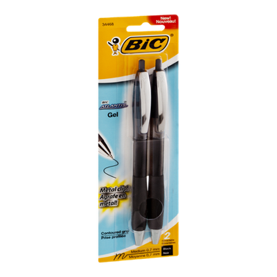 BIC Atlantic .7mm Medium Retractable Black Gel Pen - 2 CT