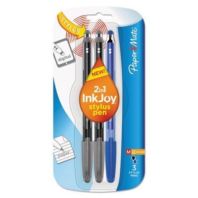 Sanford InkJoy 100 Stick Stylus Ballpoint Pens, 1.0mm, Black; Blue, 3 per Pac