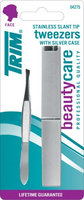 Trim Stainless Slant Tip Tweezers With Silver Case Pack Of 6