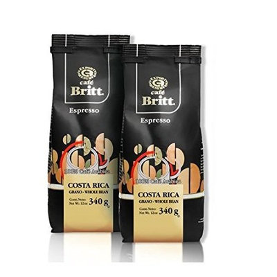 Cafe Britt Costa Rica Espresso Whole Bean Coffee, 12-Ounce Bags (Pack of 2)