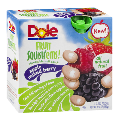 Dole Fruit Squish'ems! Squeezable Fruit Pouch Apple Mixed Berry