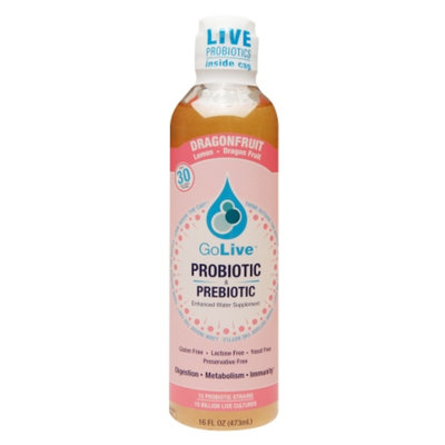 GoLive Probiotic & Prebiotic Drink, Lemon Dragon Fruit, 16 fl oz