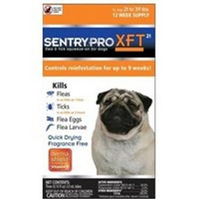 6/PACK SERGEANT'S PET SENTRY PRO XFT 02910 FLEA & TICK DOG 21-39LB
