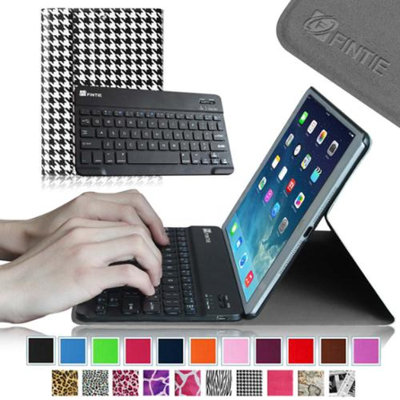 Fintie SmartShell Cover with Wireless Bluetooth Keyboard Case for Apple iPad Air / iPad 5, Houndstooth Black
