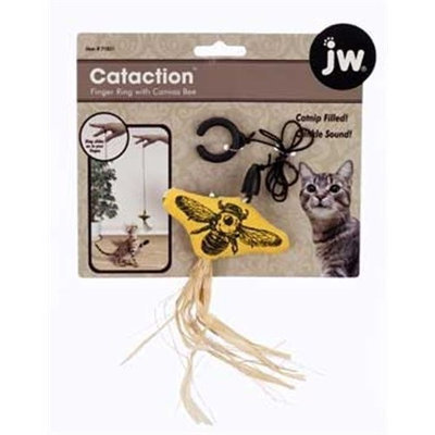 JW Pet Company Cataction Canvas Bee with Finger Ring, Cat Toy, Yellow
