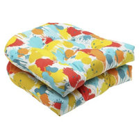 Pillow Perfect Outdoor 2-Piece Wicker Seat Cushion Set - Blue/Yellow Neddick