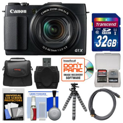 Canon PowerShot G1 X Mark II Wi-Fi Digital Camera with 32GB Card + Case + Tripod + Accessory Kit