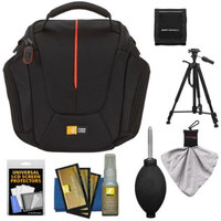 Case Logic DCB-304 High Zoom Digital Camera Holster Bag (Black) with Deluxe Photo/Video Tripod + Nikon Cleaning Kit