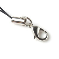 50 Cell Phone Strap Black/ Silver Tone Split Ring with Hooks