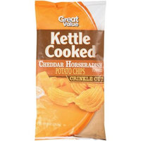 Great Value Kettle Cooked Crinkle Cut Cheddar Horseradish Potato Chips, 8 oz