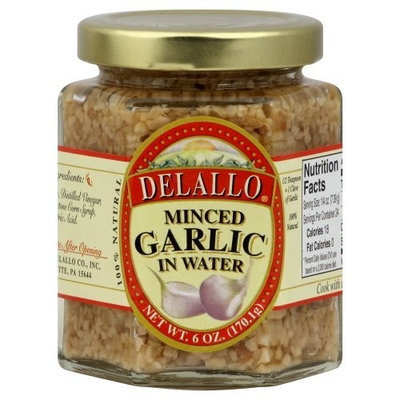Delallo, Garlic Minced In Water, 6 OZ (Pack of 12)