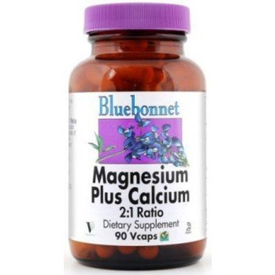 BlueBonnet Magnesium Calcium 2:1 Ratio Vegetarian Capsules, 90 Count