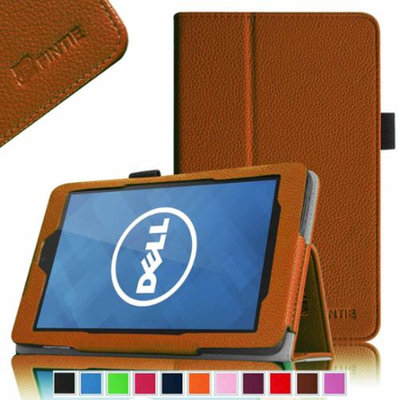 Fintie Folio Leather Case Cover For Dell Venue 7 / New Dell Venue 7 (2014 Version) 7-Inch Android Tablet, Brown