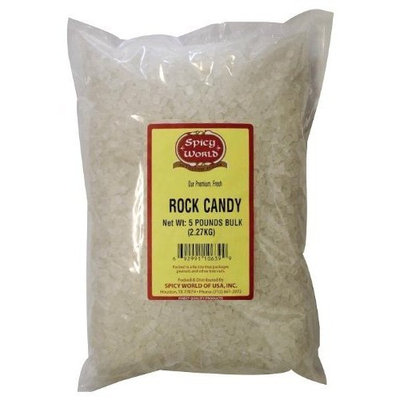 Spicy World Rock Candy White Sugar Crystals Bulk, 5-Pounds