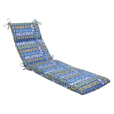 Pillow Perfect Outdoor Chaise Lounge Cushion - Blue/Yellow Grillin