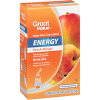 Great Value Peach Mango Energy Drink Mix, .88 oz, 10ct