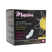 Maxim Hygiene Products Natural MaxION Ultra Thin Winged Pad, Regular, 10 ea