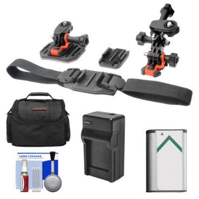 Vivitar Essentials Bundle for Sony Action Cam HDR-AS30V, AS15 & AS100V Camcorders with Helmet & Flat Surface Mounts + Battery + Charger + Case + Accessory Kit