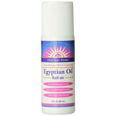 Heritage Store Skin Care Product, Egyptian Oil with Capsicum Roll-On, 3 Ounce